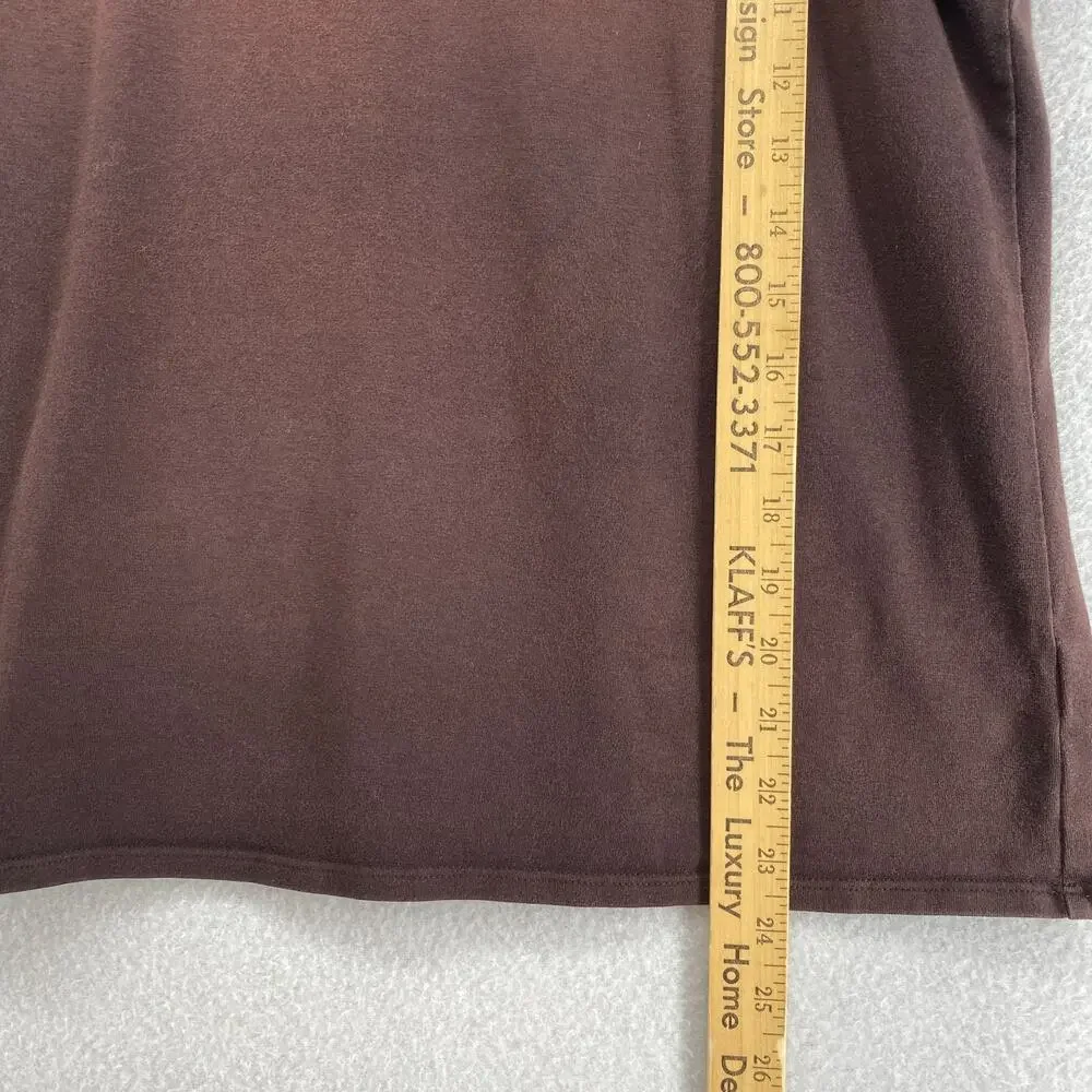 EILEEN FISHER Top XL Stretch Organic Cotton Scoop Neck Cap Sleeve Brown USA - Picture 8 of 9